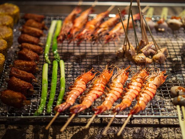 夕食ビュッフェ囲炉裏焼き